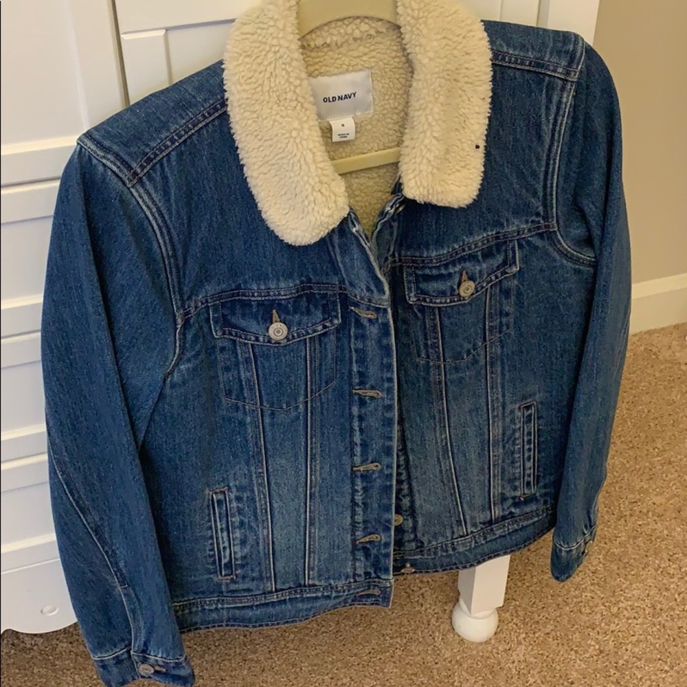 Fuzzy jean jacket